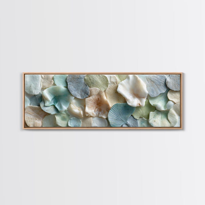 Coral and Shell Arrangement Canvas Print, Bathroom Art, Halloween Art, Bathroom Decor, Fine Art, Spa, Textured Painting, BAT-3x1-3