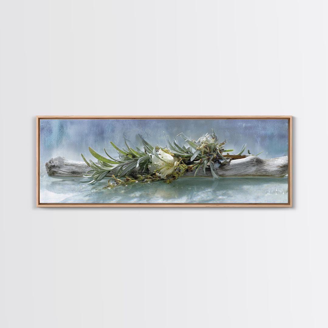 Botanical Bath Herb Arrangement Canvas Print, Bathroom Art, Bathroom Wall Art, Bathroom Decor, Oil Painting, Spa, BAT-3x1-33