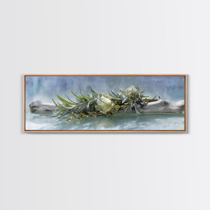 Botanical Bath Herb Arrangement Canvas Print, Bathroom Art, Bathroom Wall Art, Bathroom Decor, Oil Painting, Spa, BAT-3x1-33