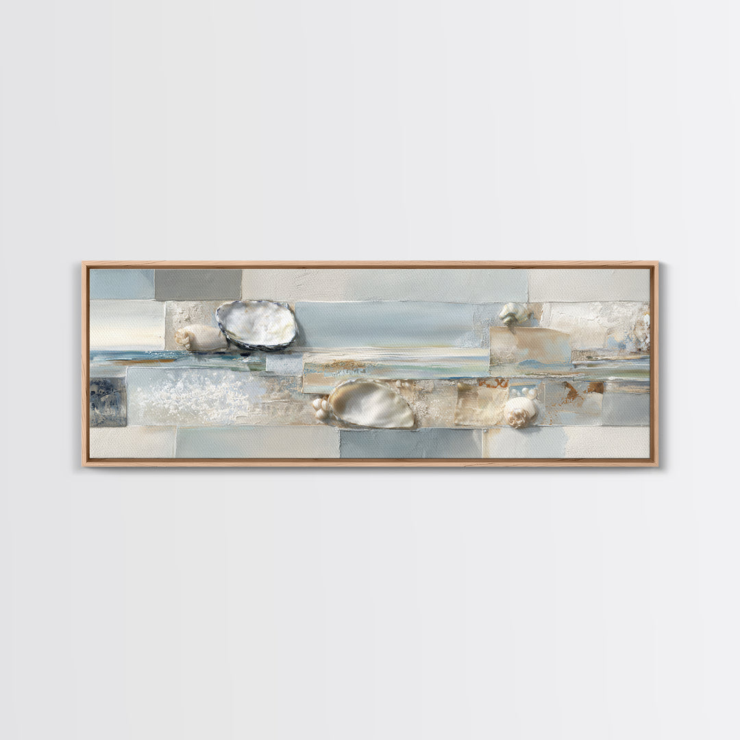Oyster Shell Study Canvas Print, Bathroom Art, Digital Art, Bathroom Decor, Fine Art, Spa, Dopamine Decor, Bathroom Prints, BAT-3x1-38