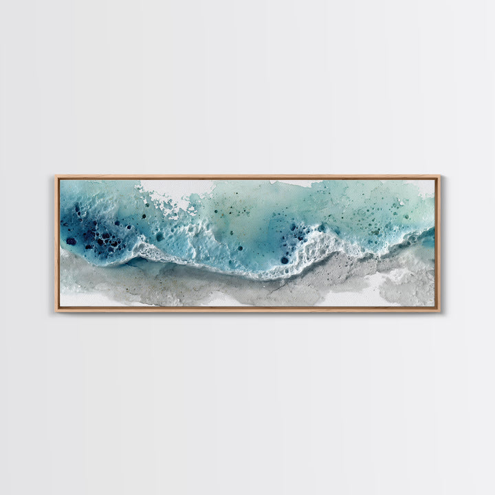 Calming Blue Ocean Wave Study Canvas Print, Bathroom Art, Bathroom Prints, Bathroom Decor, Watercolor Art, Spa, Trendy Wall Art, BAT-3x1-41