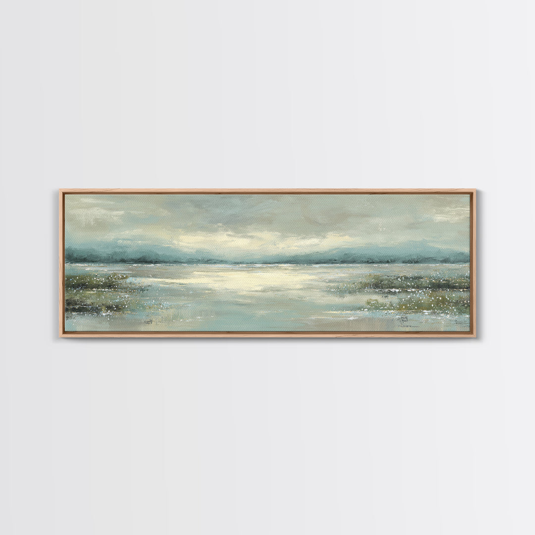 Misty Lake Scene Canvas Print, Bathroom Art, Dog Portrait, Bathroom Decor, Spa, Minimalist Wall Art, Bathroom Wallpaper, BAT-3x1-49