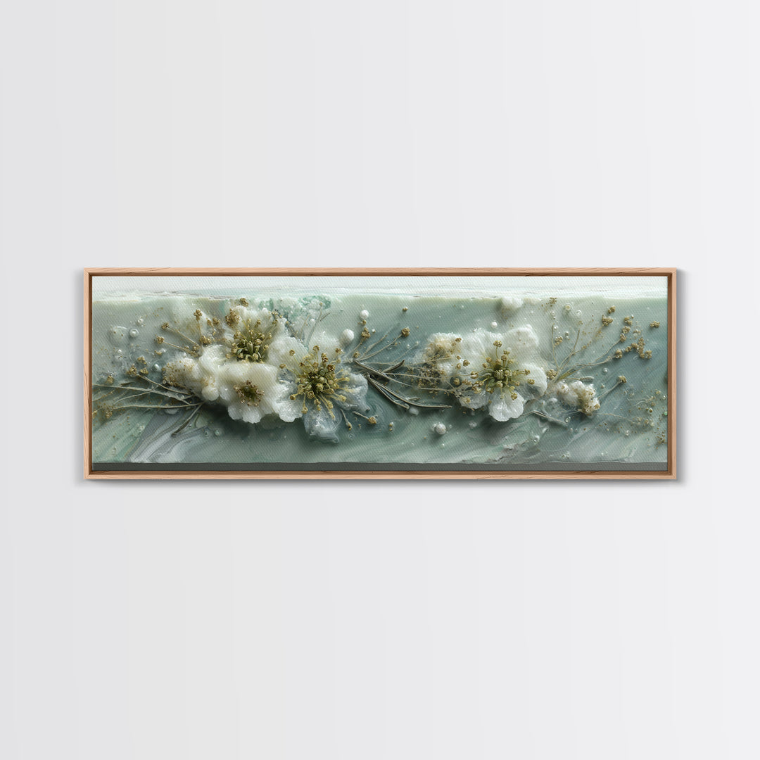 Botanical Bath Herb Arrangement Framed Canvas Print, Bathroom Art, Digital Print, Bathroom Decor, Watercolor Art, Spa, BAT-3x1-57