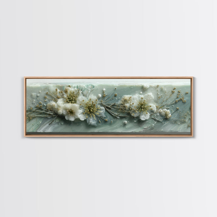 Botanical Bath Herb Arrangement Framed Canvas Print, Bathroom Art, Digital Print, Bathroom Decor, Watercolor Art, Spa, BAT-3x1-57