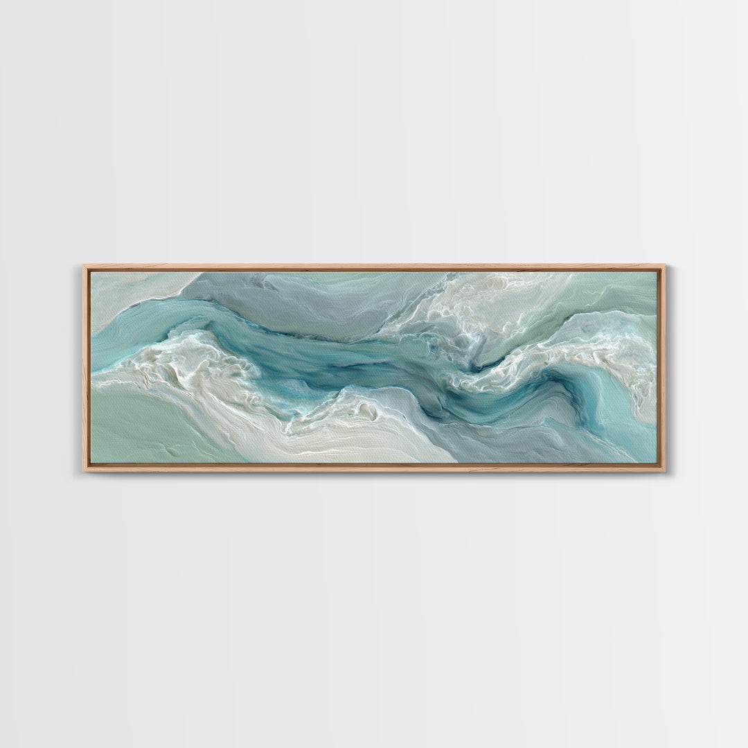Soft Cloud and Rain Composition Framed Canvas Print, Bathroom Art, Textured Painting, Bathroom Decor, Spa, Bathroom Wall Art, BAT-3x1-59