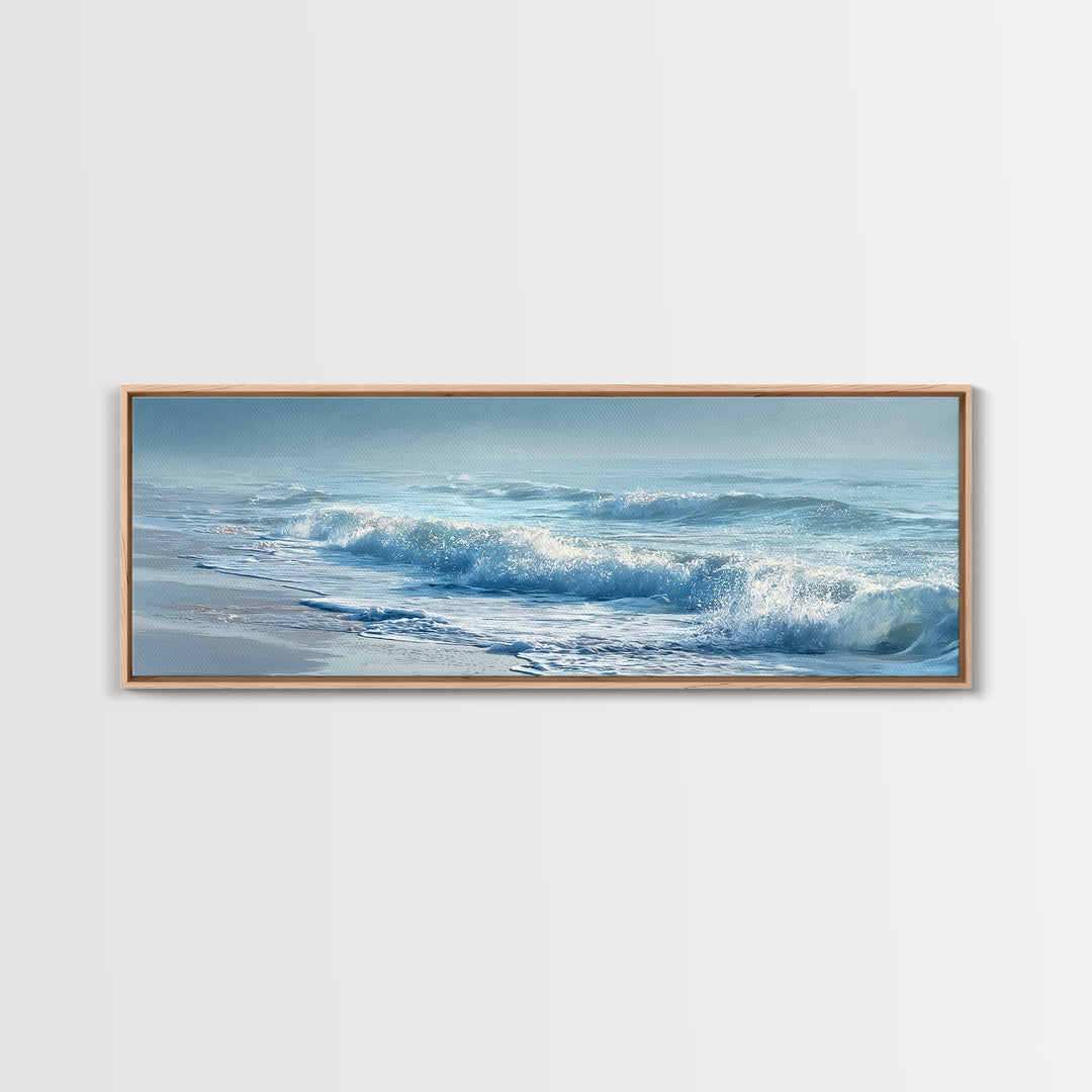 Calming Blue Ocean Wave Study Canvas Print, Bathroom Art, Bathroom Prints, Bathroom Decor, Watercolor Art, Spa, Trendy Wall Art, BAT-3x1-65