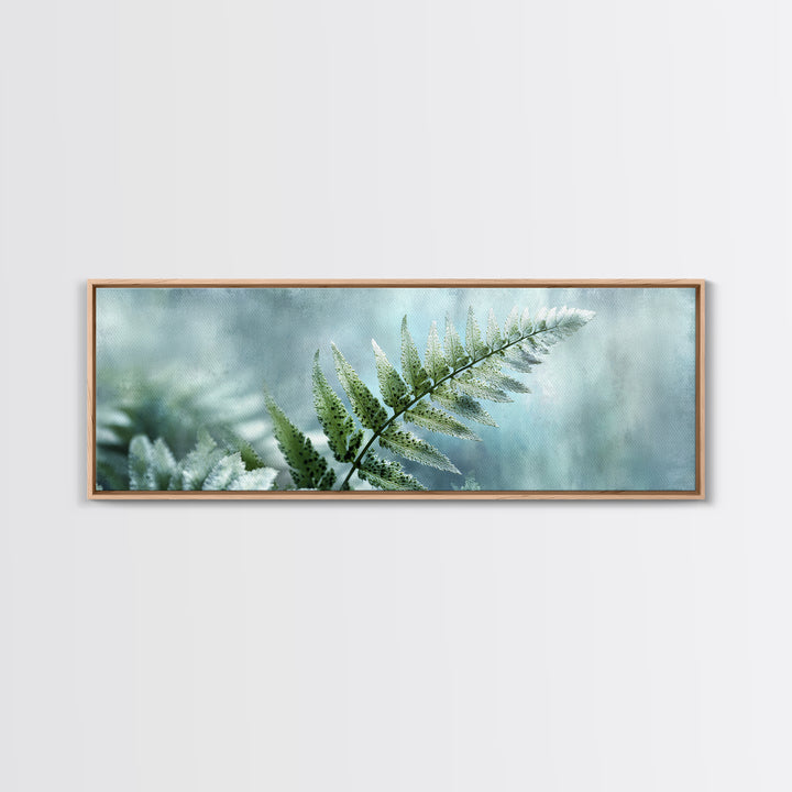 Green Fern Frond Closeup Framed Canvas Print, Bathroom Art, Framed Wall Art, Bathroom Decor, Oil Painting, Spa, BAT-3x1-74
