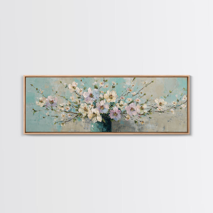 Lavender Sprigs in a Ceramic Vase Canvas Print, Bathroom Art, Contemporary Art, Bathroom Decor, Fine Art, Spa, Framed Wall Art, BAT-3x1-76
