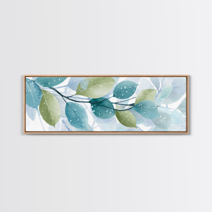 Tropical Leaf Silhouette Canvas Print, Bathroom Art, Textured Painting, Bathroom Decor, Oil Painting, Spa, Bathroom Wall Art, BAT-3x1-78