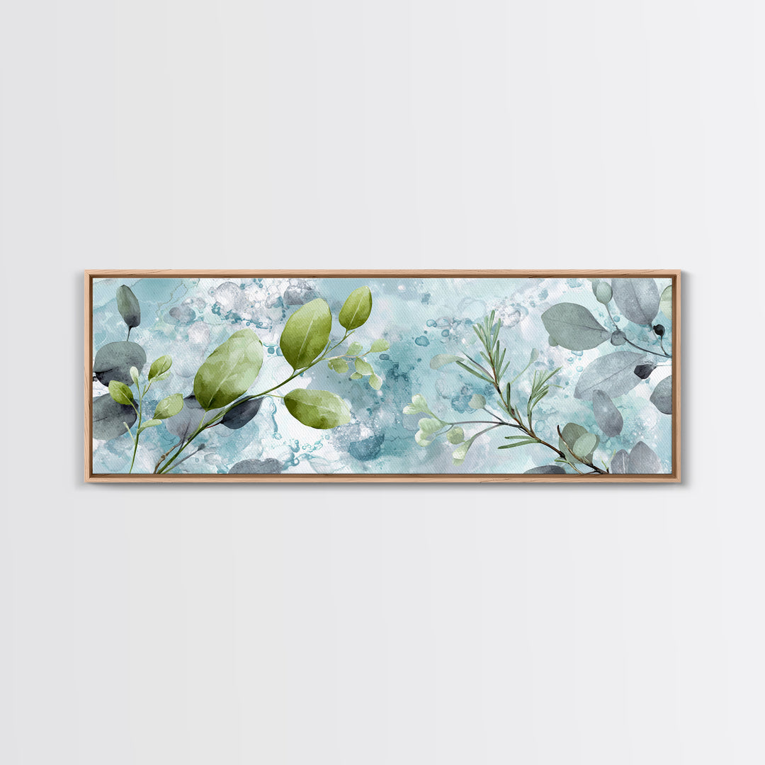 Botanical Bath Herb Arrangement Framed Canvas Print, Bathroom Art, Digital Print, Bathroom Decor, Watercolor Art, Spa, BAT-3x1-81
