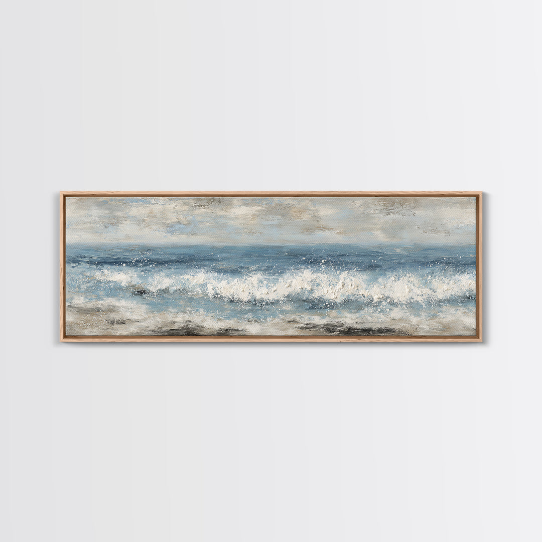 Calming Blue Ocean Wave Study Framed Canvas Print, Bathroom Art, Bathroom Accessories, Bathroom Decor, Fine Art, Spa, BAT-3x1-89