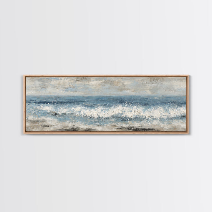 Calming Blue Ocean Wave Study Framed Canvas Print, Bathroom Art, Bathroom Accessories, Bathroom Decor, Fine Art, Spa, BAT-3x1-89