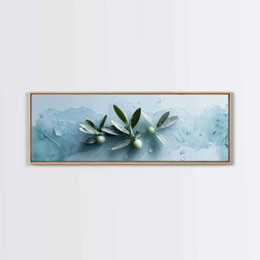 Botanical Bath Herb Arrangement Framed Canvas Print, Bathroom Art, Digital Art, Bathroom Decor, Fine Art, Spa, Dopamine Decor, BAT-3x1-9