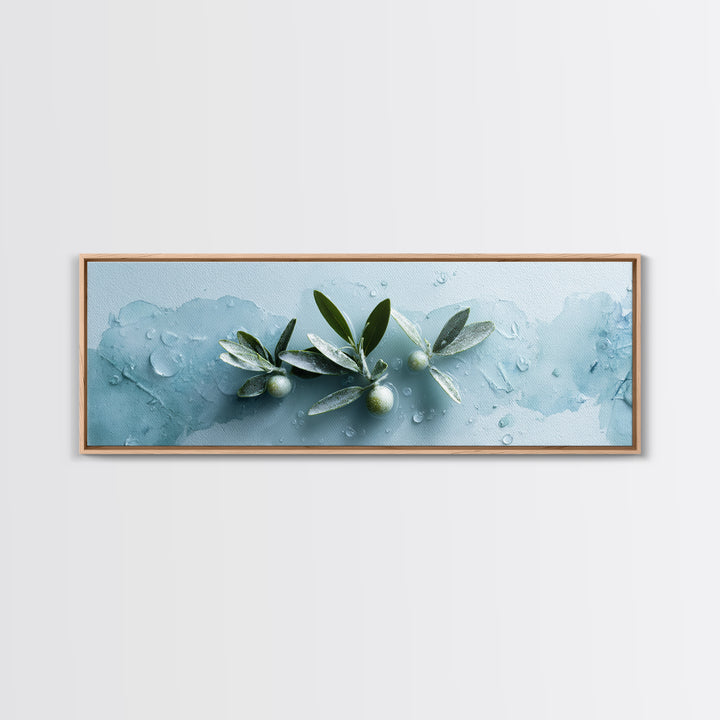 Botanical Bath Herb Arrangement Framed Canvas Print, Bathroom Art, Digital Art, Bathroom Decor, Fine Art, Spa, Dopamine Decor, BAT-3x1-9