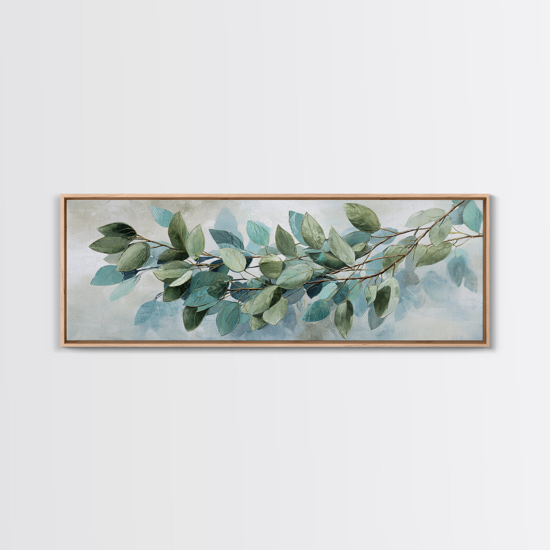 Spa Eucalyptus Branch Framed Canvas Print, Bathroom Art, Dopamine Decor, Bathroom Decor, Fine Art, Spa, Halloween Art, BAT-3x1-90