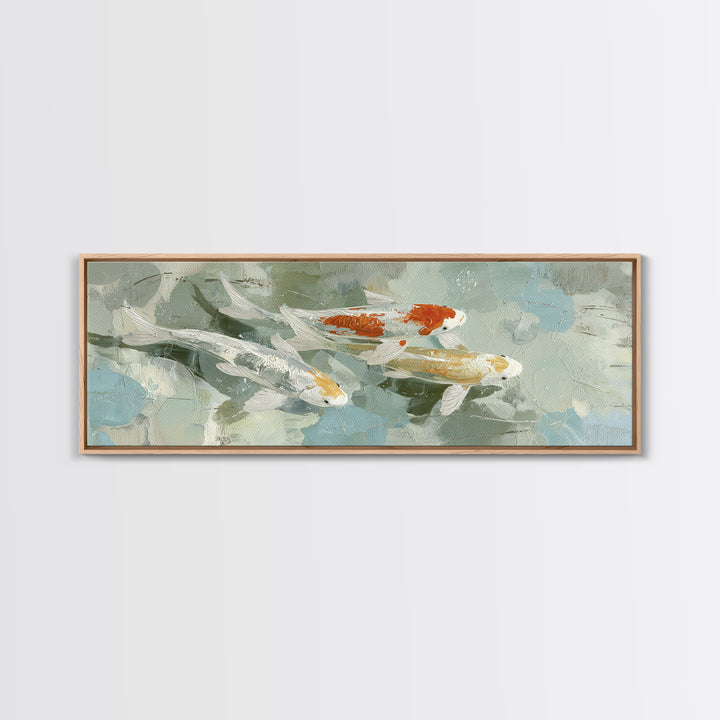 Minimal Koi Fish Swimming Through Clear Water Canvas Print, Bathroom Art, Bathroom Art Decor, Bathroom Decor, Fine Art, Spa, BAT-3x1-96