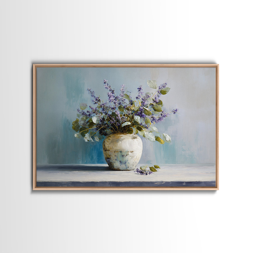 Lavender Sprigs in a Ceramic Vase Canvas Print, Bathroom Art, Printable, Bathroom Decor, Watercolor Art, Spa, Bathroom Prints, BAT-3x2-16