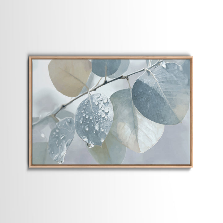 Tropical Leaf Silhouette Framed Canvas Print, Bathroom Art, Poster, Bathroom Decor, Watercolor Art, Spa, Digital Print, BAT-3x2-18