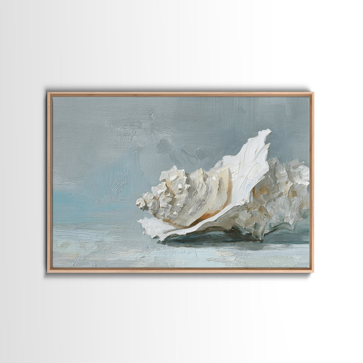 Oyster Shell Study Framed Canvas Print, Bathroom Art, Minimalist Decor, Bathroom Decor, Spa, Wall Hanging, Framed Wall Art, BAT-3x2-2