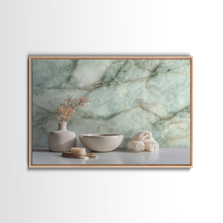 Abstract Marble Texture Framed Canvas Print, Bathroom Art, Bathroom Decor, Abstract Art, Spa, Bathroom Wall Decor, BAT-3x2-20
