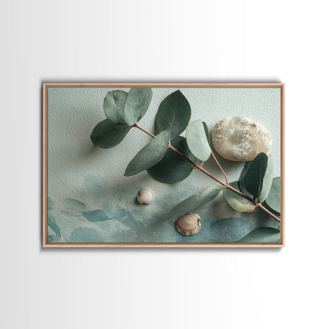 Spa Eucalyptus Branch Canvas Print, Bathroom Art, Wall Hanging, Bathroom Decor, Oil Painting, Spa, Modern Art, BAT-3x2-54