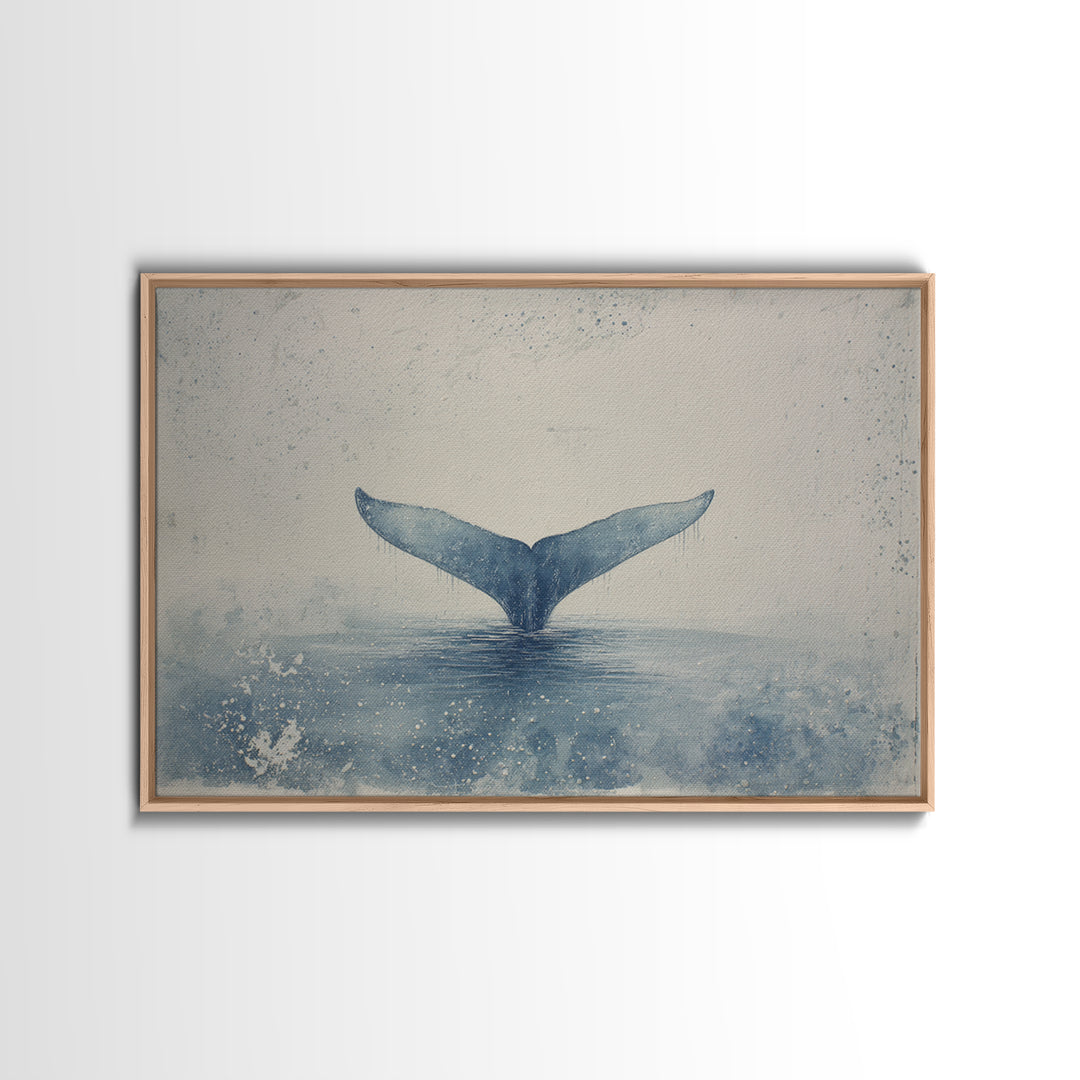 Watercolor Whale Tail Canvas Print, Bathroom Art, Trendy Wall Art, Bathroom Decor, Fine Art, Spa, Textured Painting, BAT-3x2-67