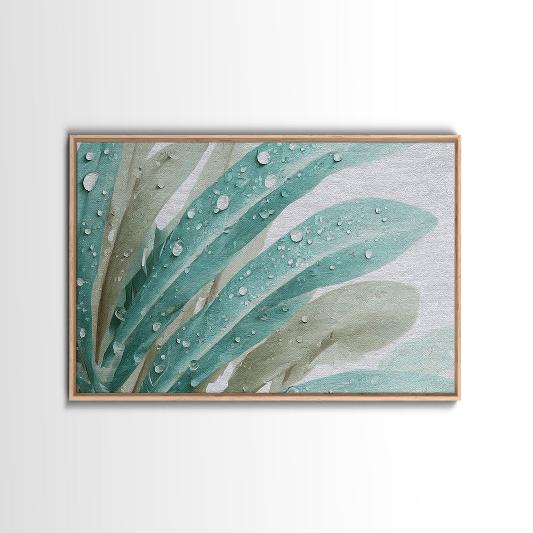 Tropical Leaf Silhouette Framed Canvas Print, Bathroom Art, Canvas Wall Art, Bathroom Decor, Fine Art, Spa, Bathroom Wallpaper, BAT-3x2-90