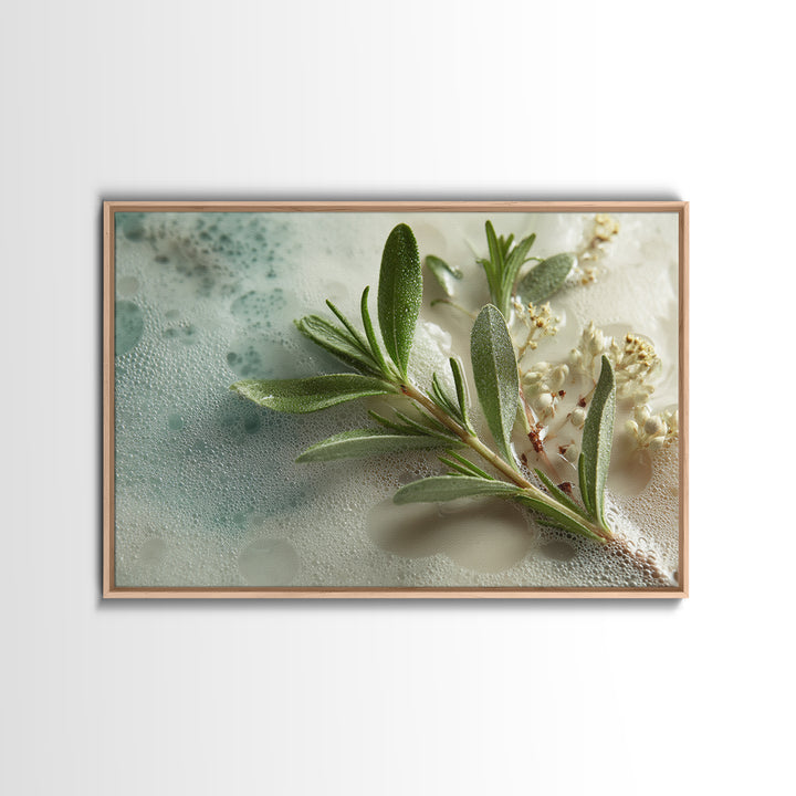 Botanical Bath Herb Arrangement Canvas Print, Bathroom Art, Retro Wall Art, Bathroom Decor, Oil Painting, Spa, Modern Decor, BAT-3x2-93