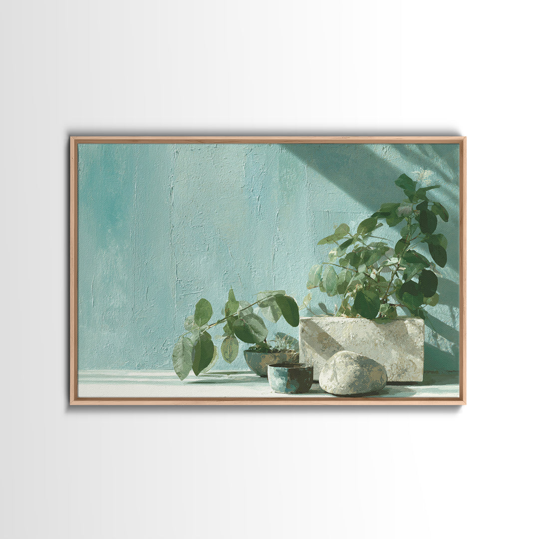 Sunlit Window Plant Shadow on Plaster Canvas Print, Bathroom Art, Bathroom Decor, Abstract Art, Spa, Funny Bathroom Art, BAT-3x2-94