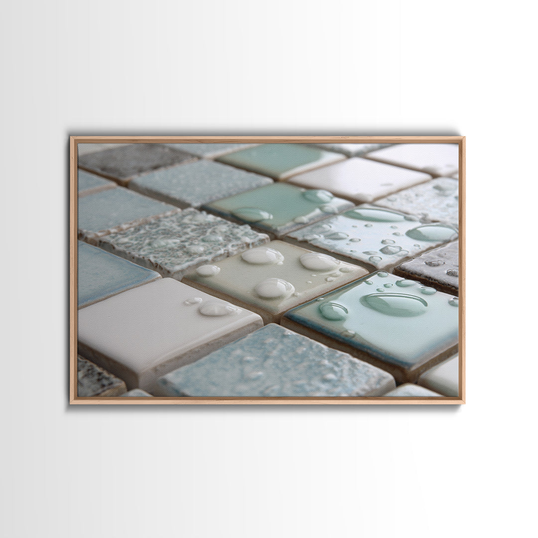 Clean Geometric Forms Framed Canvas Print, Bathroom Art, Bathroom Accessories, Bathroom Decor, Abstract Art, Spa, BAT-3x2-97