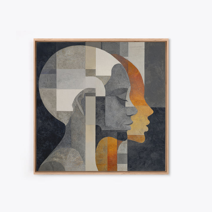 Monochrome Female Profile Framed Canvas Print, Black and White Art, Modern Decor, Living Room Decor, Abstract Art, Monochrome, BAW-1x1-1