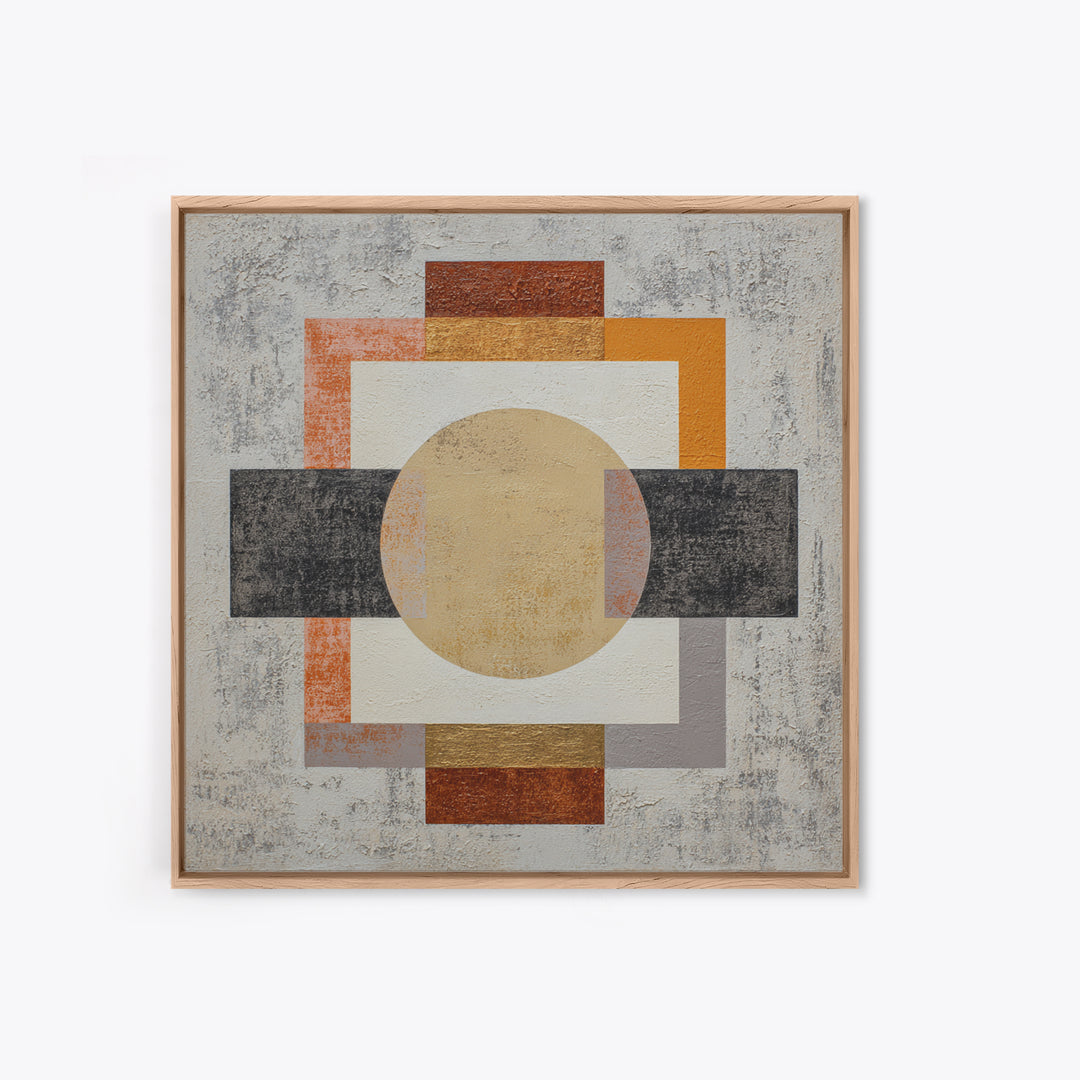 Geometric Bauhaus Grayscale Shapes Canvas Print, Black and White Art, Abstract Wall Art, Living Room Decor, Abstract Art, BAW-1x1-18