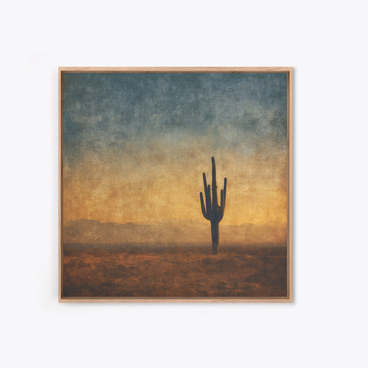 Monochrome Desert Cactus Silhouette Canvas Print, Black and White Art, Luxury Decor, Living Room Decor, Fine Art, Monochrome, BAW-1x1-45