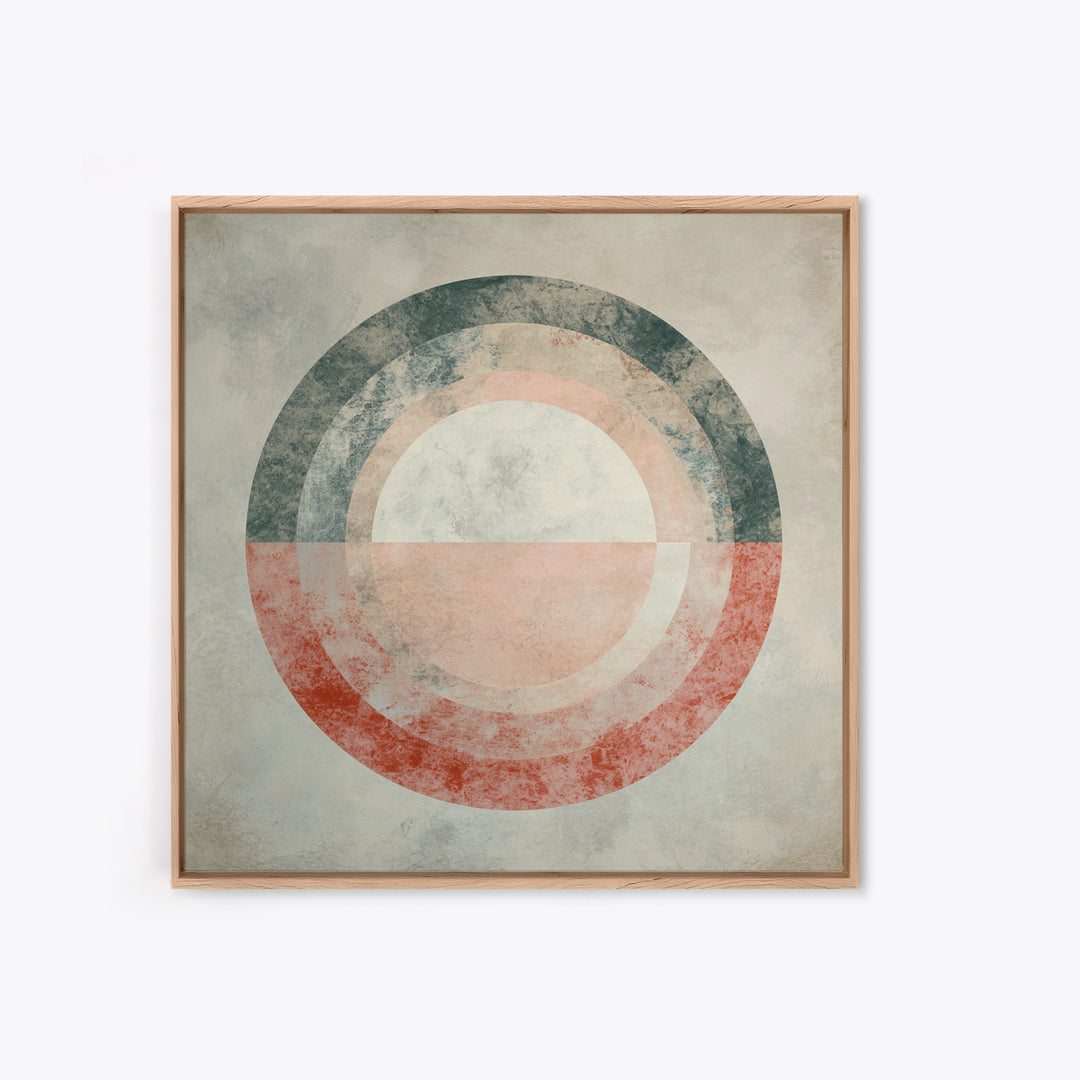 Large Circle and Line Abstract Framed Canvas Print, Black and White Art, Wall Decor, Living Room Decor, Fine Art, Monochrome, BAW-1x1-48