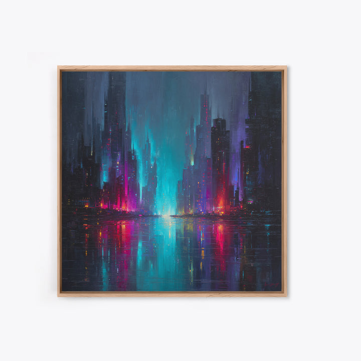 Monochrome City Skyline Reflected Canvas Print, Black and White Art, Gallery Decor, Living Room Decor, Fine Art, Monochrome, BAW-1x1-59