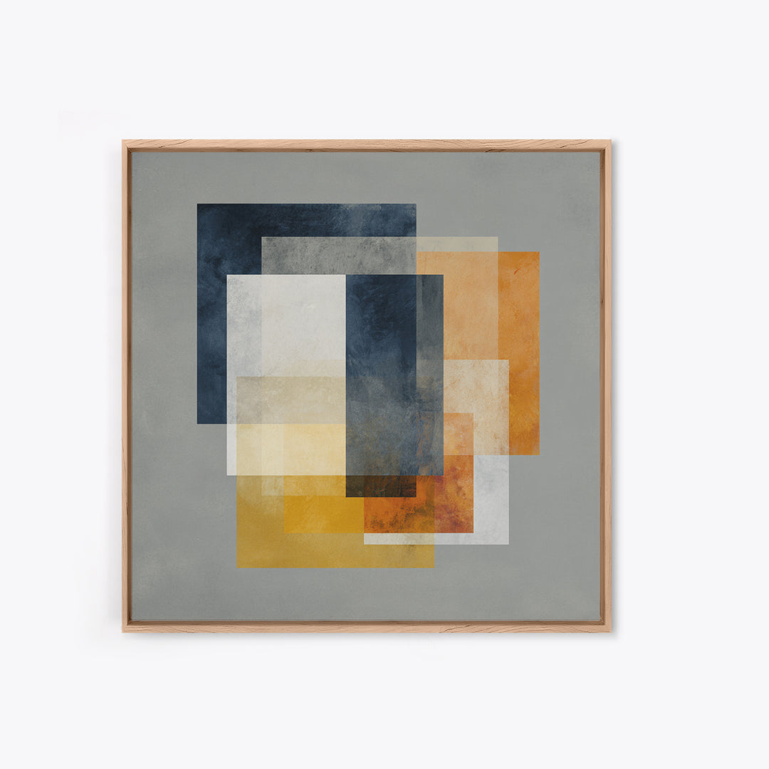 Geometric Bauhaus Grayscale Shapes Framed Canvas Print, Black and White Art, Set of 3 Prints, Living Room Decor, Monochrome, BAW-1x1-66