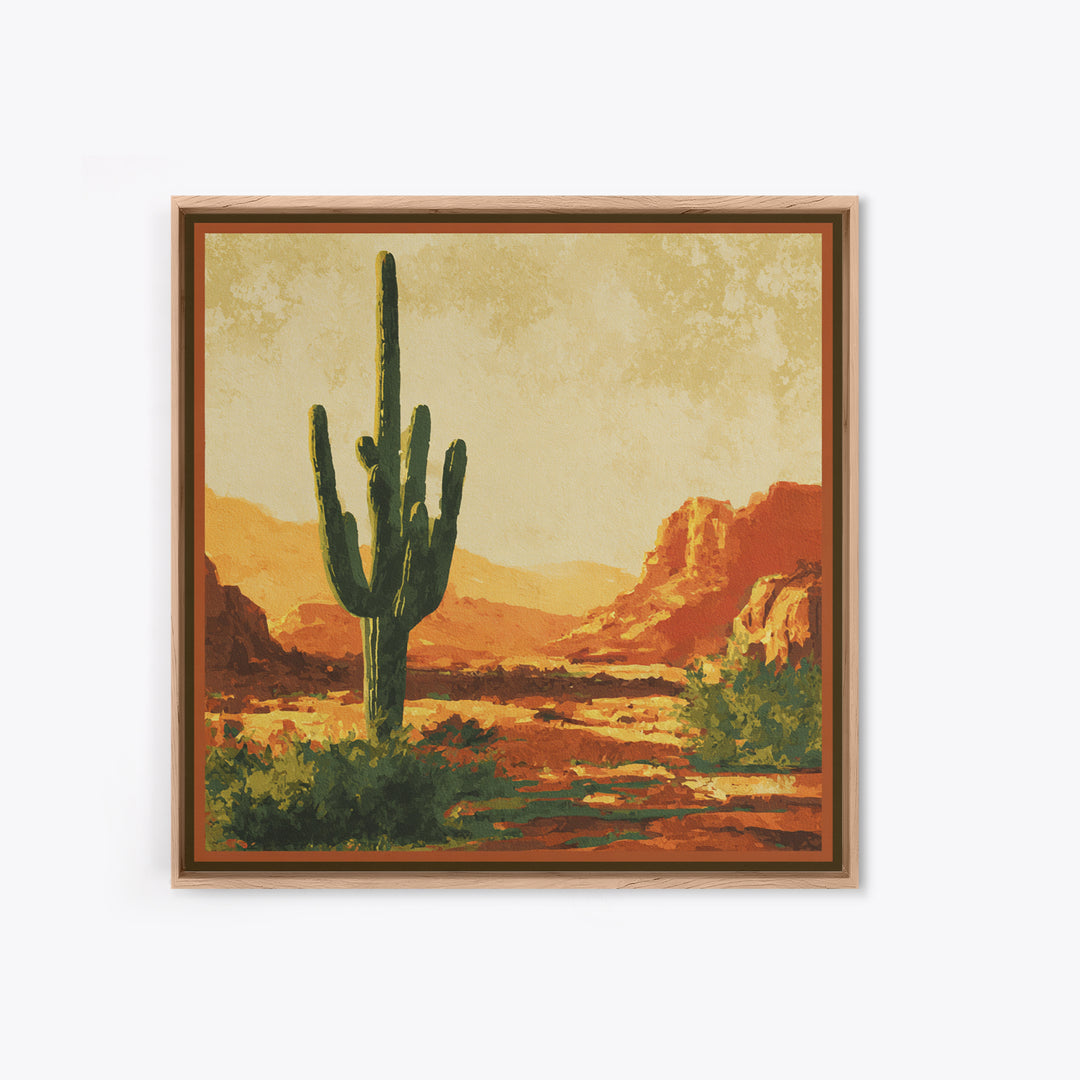 Monochrome Desert Cactus Silhouette Canvas Print, Black and White Art, Luxury Decor, Living Room Decor, Fine Art, Monochrome, BAW-1x1-69