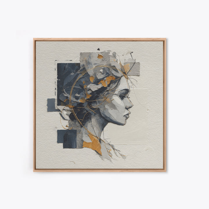 Monochrome Female Profile Framed Canvas Print, Black and White Art, Home Decor, Living Room Decor, Abstract Art, Monochrome, BAW-1x1-73
