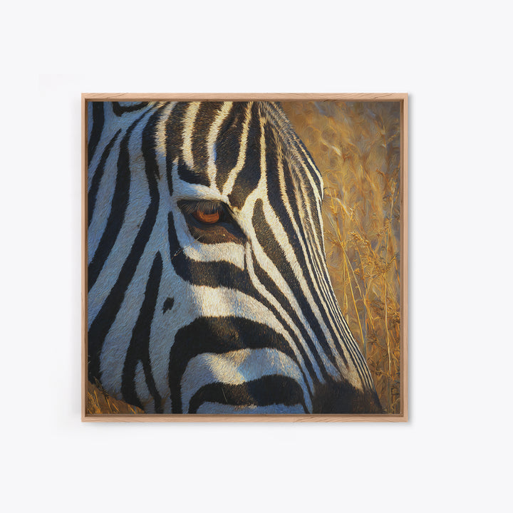 Zebra Stripe Closeup as Graphic Abstraction Framed Canvas Print, Black and White Art, Art Print, Living Room Decor, Monochrome, BAW-1x1-8