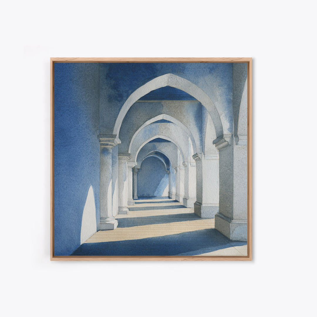 High Contrast Architectural Arches and Shadows Canvas Print, Black and White Art, Wall Decor, Living Room Decor, Monochrome, BAW-1x1-99