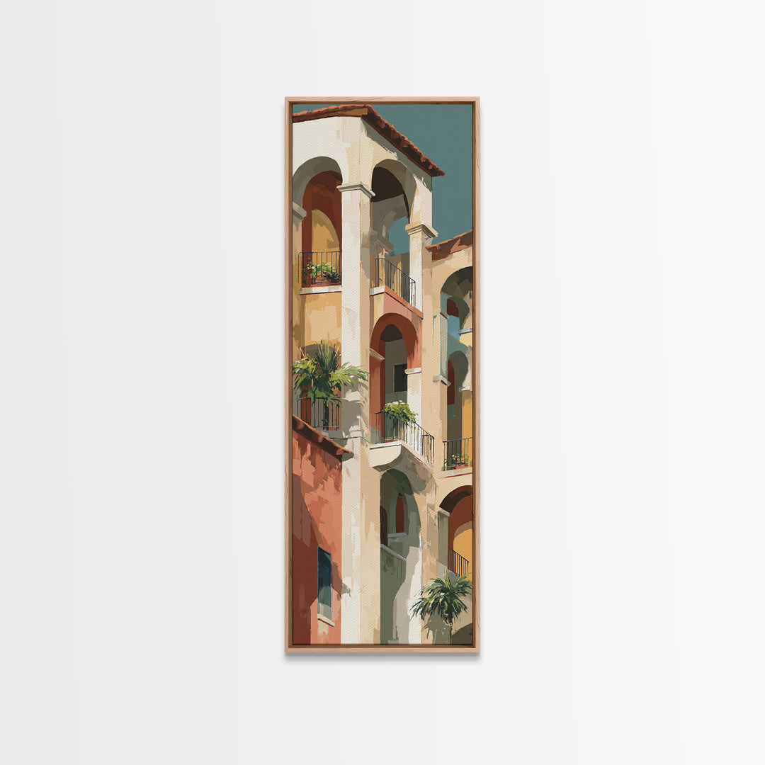 High Contrast Architectural Arches and Shadows Canvas Print, Black and White Art, Apartment Decor, Living Room Decor, BAW-1x3-39