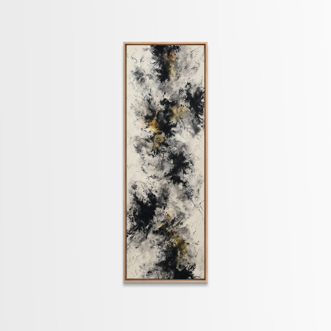 Abstract Charcoal Gestures on White Paper Canvas Print, Black and White Art, Printable Art, Living Room Decor, Monochrome, BAW-1x3-64