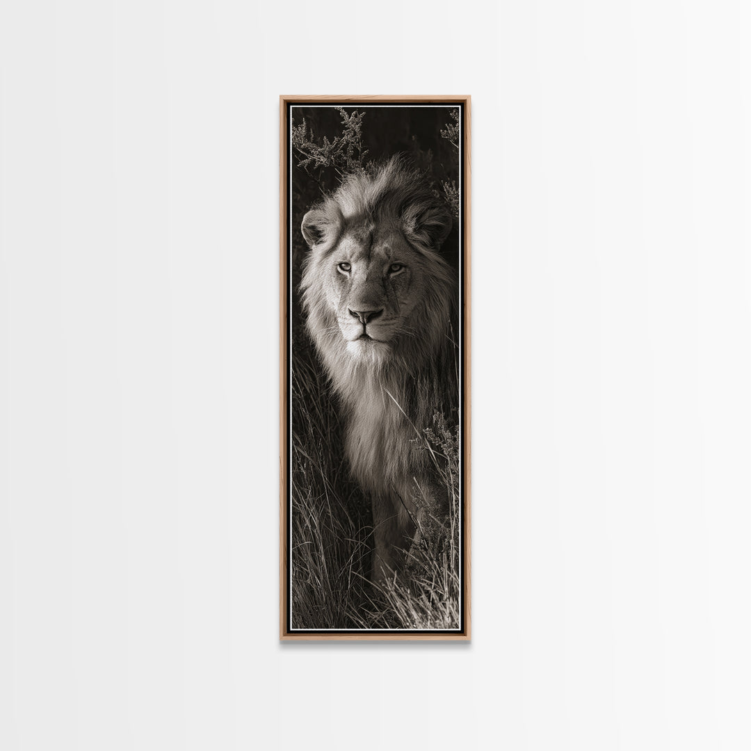 Dramatic Black and White Lion Portrait Canvas Print, Black and White Art, Art, Living Room Decor, Fine Art, Monochrome, BAW-1x3-77