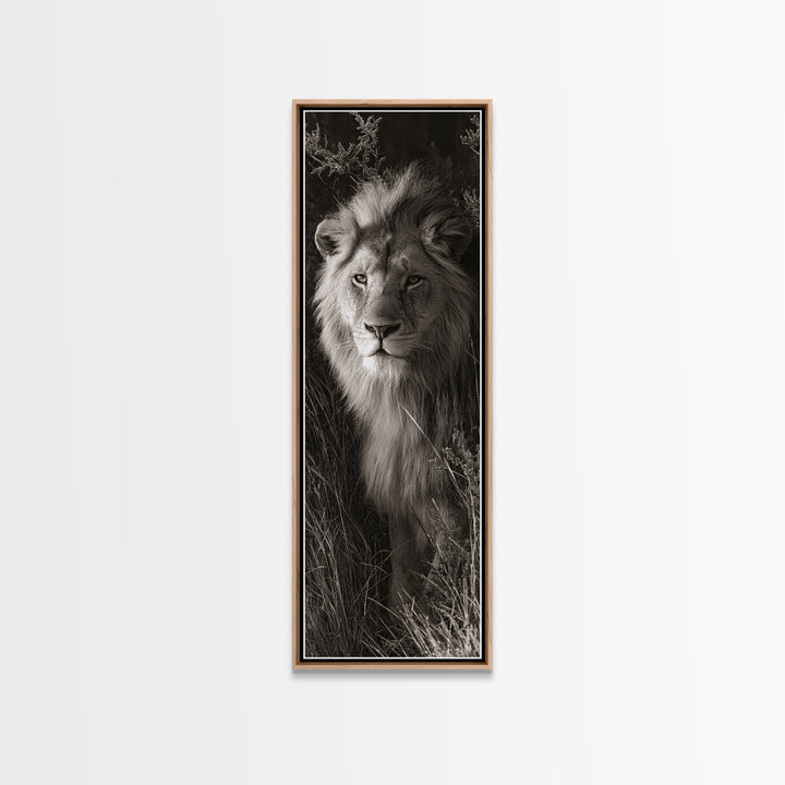 Dramatic Black and White Lion Portrait Canvas Print, Black and White Art, Art, Living Room Decor, Fine Art, Monochrome, BAW-1x3-77