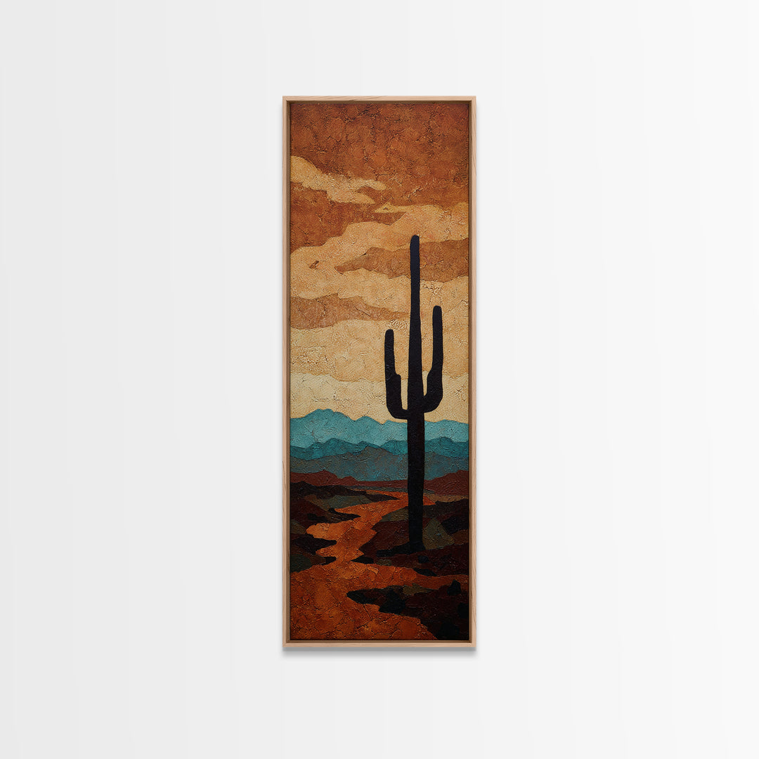 Monochrome Desert Cactus Silhouette Canvas Print, Black and White Art, Luxury Decor, Living Room Decor, Fine Art, Monochrome, BAW-1x3-9