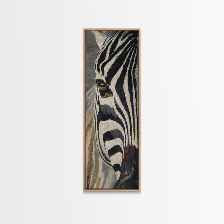 Zebra Stripe Closeup as Graphic Abstraction Canvas Print, Black and White Art, Photography Prints, Living Room Decor, BAW-1x3-92