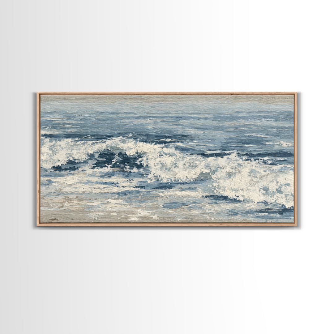 Stormy Ocean Wave Canvas Print, Black and White Art, Digital Prints, Living Room Decor, Fine Art, Monochrome, Wood Wall Art, BAW-2x1-54