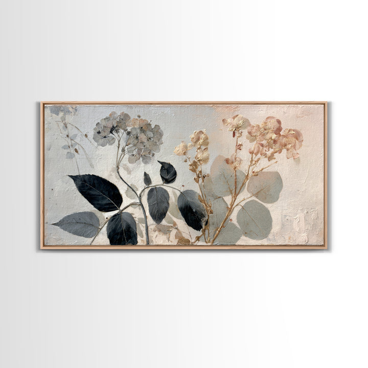 Black and White Botanical Specimen Plate Canvas Print, Black and White Art, Gallery Decor, Living Room Decor, Monochrome, BAW-2x1-67