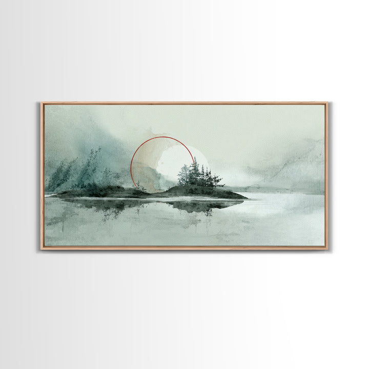 Large Circle and Line Abstract Canvas Print, Black and White Art, Digital Art, Living Room Decor, Abstract Art, Monochrome, BAW-2x1-68