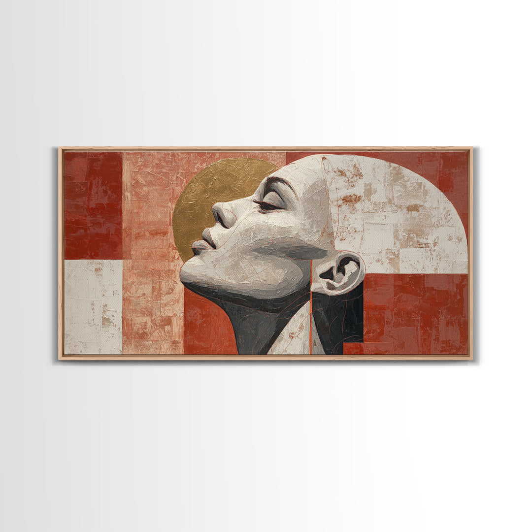 Monochrome Female Profile Canvas Print, Black and White Art, Printable Art, Living Room Decor, Abstract Art, Monochrome, BAW-2x1-69
